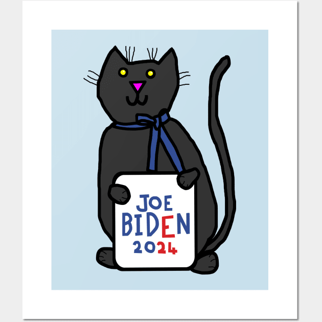 Cute Cat with Joe Biden 2024 Sign Wall Art by ellenhenryart